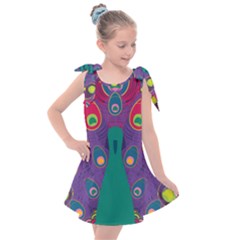 Peacock Bird Animal Feathers Kids  Tie Up Tunic Dress by HermanTelo