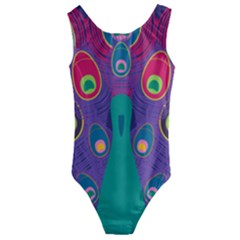 Peacock Bird Animal Feathers Kids  Cut-out Back One Piece Swimsuit by HermanTelo