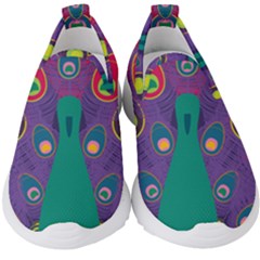 Peacock Bird Animal Feathers Kids  Slip On Sneakers by HermanTelo