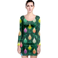 Tulips Seamless Pattern Background Long Sleeve Bodycon Dress