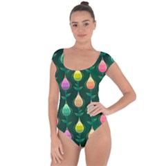 Tulips Seamless Pattern Background Short Sleeve Leotard 