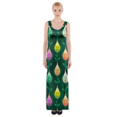 Tulips Seamless Pattern Background Maxi Thigh Split Dress