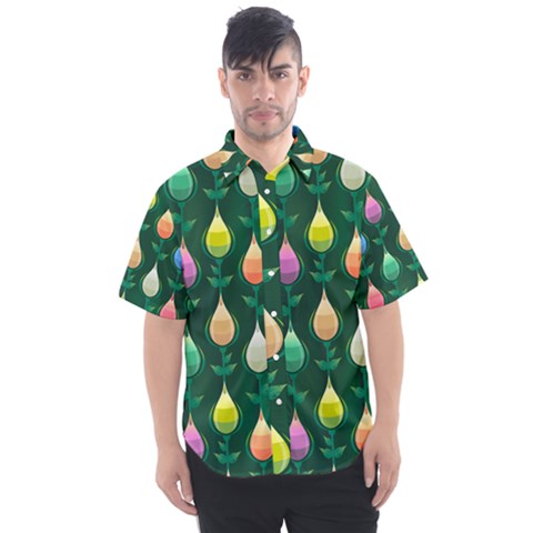 Tulips Seamless Pattern Background Men s Short Sleeve Shirt by HermanTelo