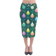 Tulips Seamless Pattern Background Velvet Midi Pencil Skirt