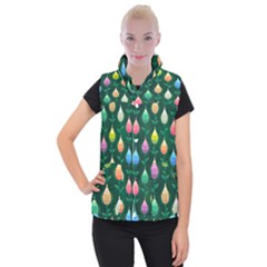 Tulips Seamless Pattern Background Women s Button Up Vest by HermanTelo