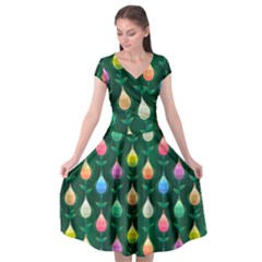 Tulips Seamless Pattern Background Cap Sleeve Wrap Front Dress