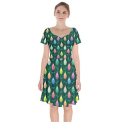 Tulips Seamless Pattern Background Short Sleeve Bardot Dress by HermanTelo