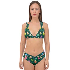 Tulips Seamless Pattern Background Double Strap Halter Bikini Set