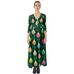 Tulips Seamless Pattern Background Button Up Boho Maxi Dress