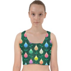 Tulips Seamless Pattern Background Velvet Racer Back Crop Top