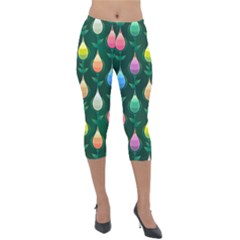 Tulips Seamless Pattern Background Lightweight Velour Capri Leggings 