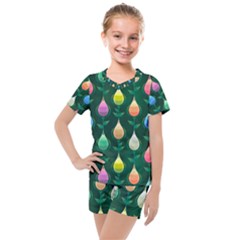 Tulips Seamless Pattern Background Kids  Mesh Tee And Shorts Set