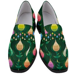 Tulips Seamless Pattern Background Women s Chunky Heel Loafers by HermanTelo