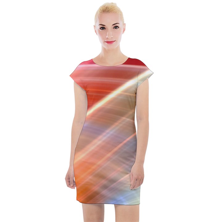 Wave Background Pattern Abstract Cap Sleeve Bodycon Dress