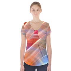 Wave Background Pattern Abstract Short Sleeve Front Detail Top