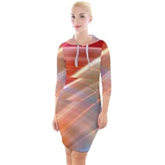 Wave Background Pattern Abstract Quarter Sleeve Hood Bodycon Dress