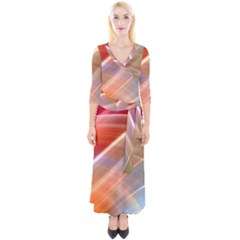 Wave Background Pattern Abstract Quarter Sleeve Wrap Maxi Dress