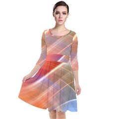 Wave Background Pattern Abstract Quarter Sleeve Waist Band Dress by HermanTelo