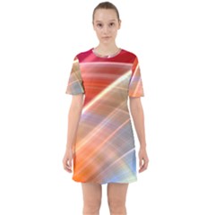 Wave Background Pattern Abstract Sixties Short Sleeve Mini Dress