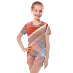 Wave Background Pattern Abstract Kids  Mesh Tee And Shorts Set