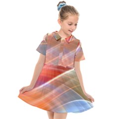 Wave Background Pattern Abstract Kids  Short Sleeve Shirt Dress