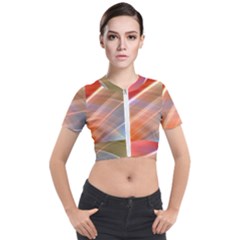 Wave Background Pattern Abstract Short Sleeve Cropped Jacket