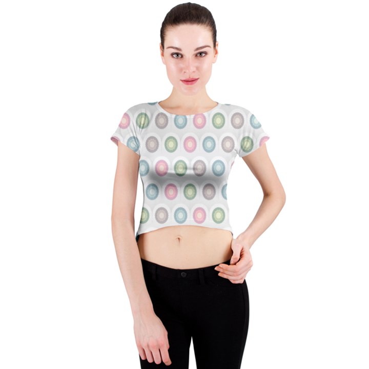 Seamless Pattern Pastels Background Pink Crew Neck Crop Top