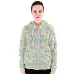 Seamless Pattern Floral Pastels Women s Zipper Hoodie