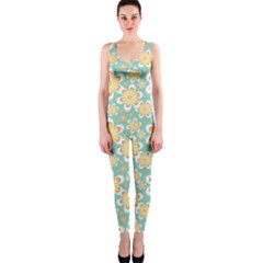 Seamless Pattern Floral Pastels One Piece Catsuit by HermanTelo