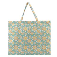 Seamless Pattern Floral Pastels Zipper Large Tote Bag