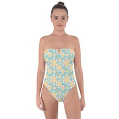 Seamless Pattern Floral Pastels Tie Back One Piece Swimsuit by HermanTelo