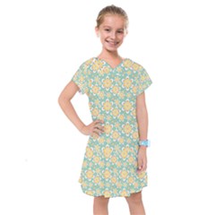 Seamless Pattern Floral Pastels Kids  Drop Waist Dress