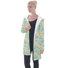 Seamless Pattern Floral Pastels Longline Hooded Cardigan