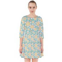 Seamless Pattern Floral Pastels Smock Dress