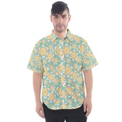 Seamless Pattern Floral Pastels Men s Short Sleeve Shirt