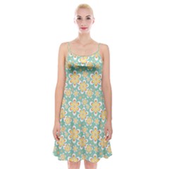 Seamless Pattern Floral Pastels Spaghetti Strap Velvet Dress