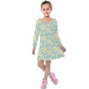 Seamless Pattern Floral Pastels Kids  Long Sleeve Velvet Dress View1