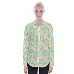 Seamless Pattern Floral Pastels Womens Long Sleeve Shirt