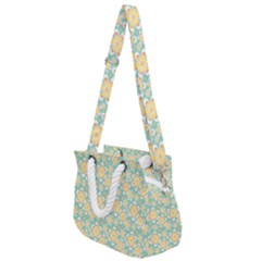 Seamless Pattern Floral Pastels Rope Handles Shoulder Strap Bag