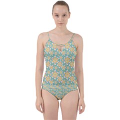 Seamless Pattern Floral Pastels Cut Out Top Tankini Set