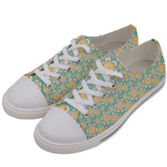 Seamless Pattern Floral Pastels Women s Low Top Canvas Sneakers by HermanTelo