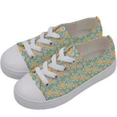 Seamless Pattern Floral Pastels Kids  Low Top Canvas Sneakers by HermanTelo