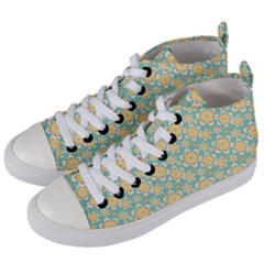 Seamless Pattern Floral Pastels Women s Mid-top Canvas Sneakers