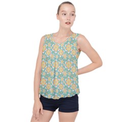 Seamless Pattern Floral Pastels Bubble Hem Chiffon Tank Top by HermanTelo