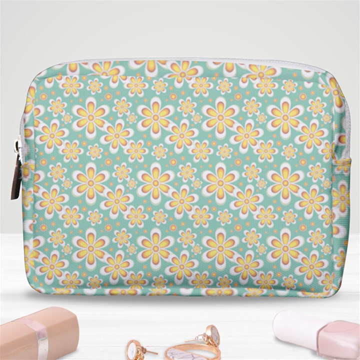 Seamless Pattern Floral Pastels Make Up Pouch (Medium)