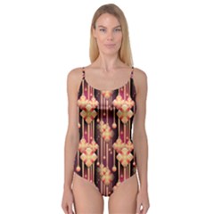 Seamless Pattern Plaid Camisole Leotard 