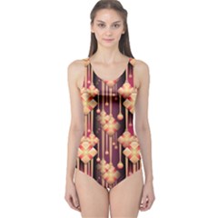 Seamless Pattern Plaid One Piece Swimsuit