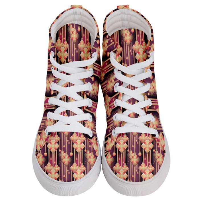 Seamless Pattern Plaid Men s Hi-Top Skate Sneakers