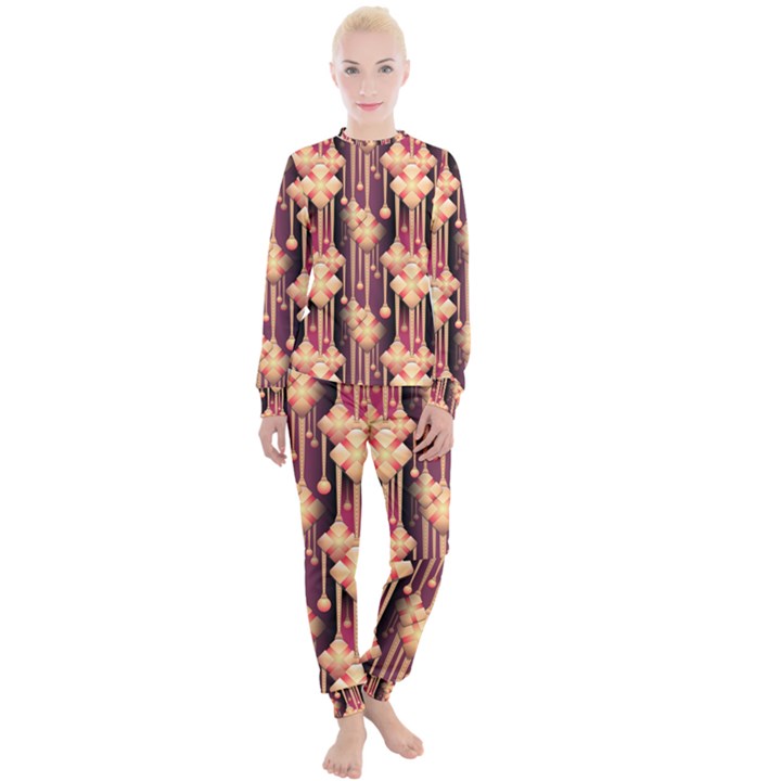 Seamless Pattern Plaid Women s Lounge Set