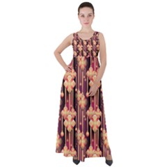 Seamless Pattern Plaid Empire Waist Velour Maxi Dress